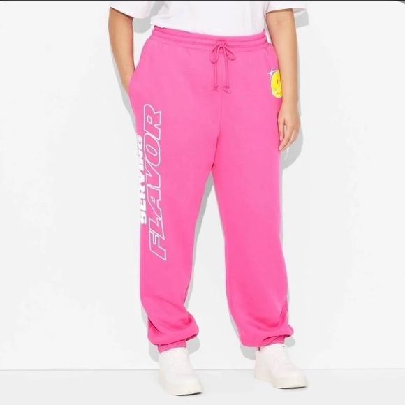 Poppi Pants - Adult 3X Pink Poppi Forever Icon Graphic Joggers: Ankle Length, Drawstring Waist